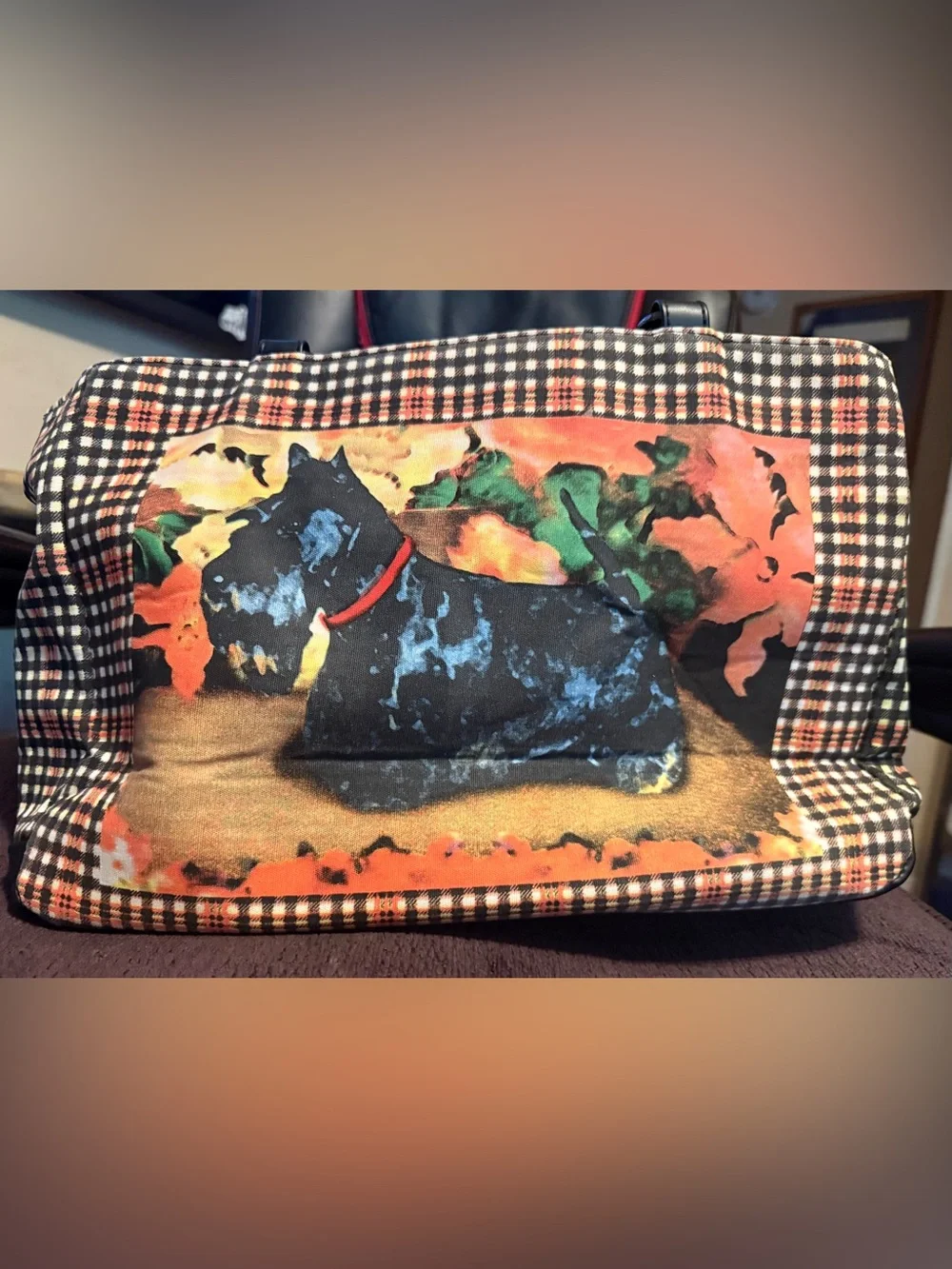 Black Scottish Terrier Dog Plaid St John’s Bay Handbag tote bag like NEW